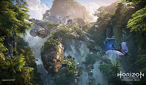 《地平线2》PS5实机截图 “太阳之翼”机械鸟翱翔峡谷