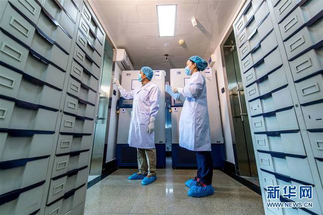 5月23日，中科院武汉病毒研究所微生物菌毒种保藏中心的工作人员在检查病毒样本。